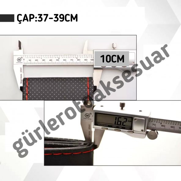 Universal Dikmeli deri direksiyon kılıfı soft esnek kokusuz standart gri renk(38cm/10cm) ürün görseli 1