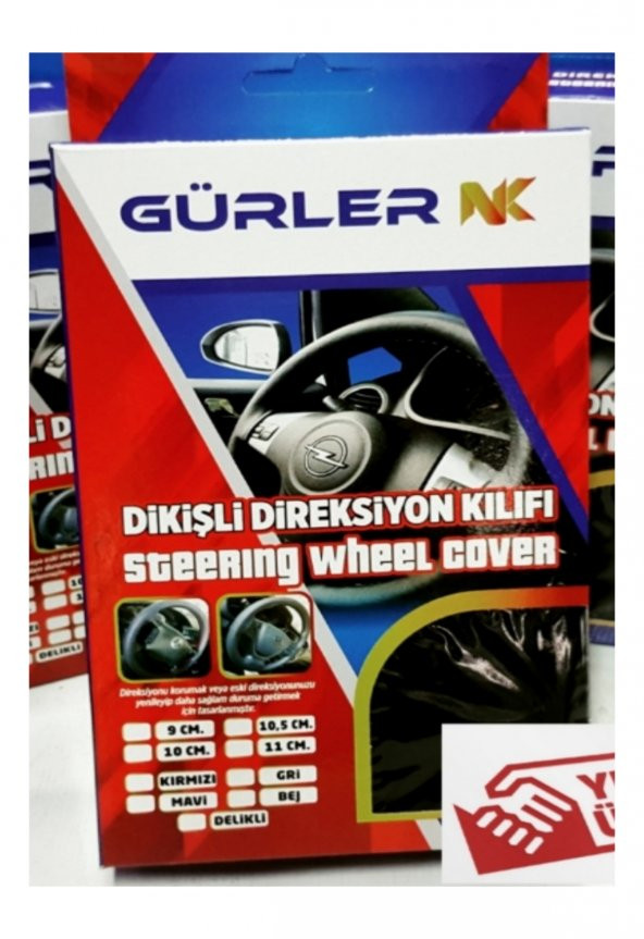 Universal Dikmeli deri direksiyon kılıfı soft esnek kokusuz standart gri renk(38cm/10.5cm) ürün görseli 1