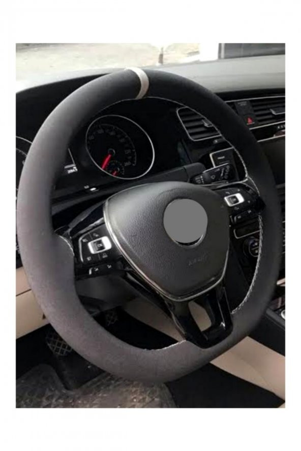 Vw Passat B7-b8-b8-5 Uyumlu Alkantara Dikmeli Direksiyon Kılıfı Gri Yüzüklü ürün görseli 1