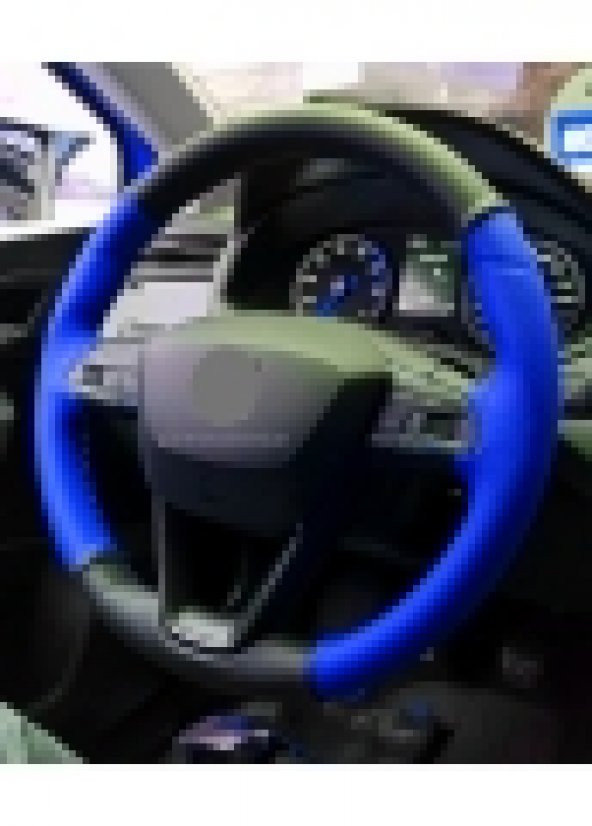 Dacia Logan Uyumlu Direksiyon Kılıfı İki Renkli Mavi-Siyah ürün görseli 1