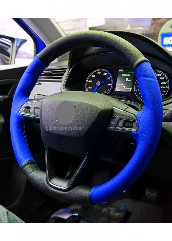 Toyota Corolla 2004-2011 Uyumlu Direksiyon Kılıfı İki Renkli Mavi-Siyah ürün görseli 1
