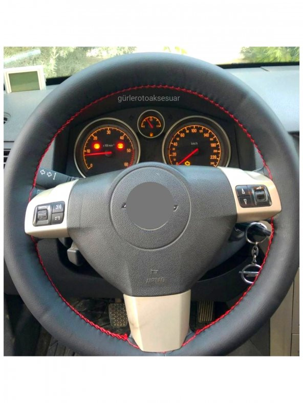 Opel Astra H Uyumlu Deri Direksiyon Kılıfı Soft Kırmızı İpli 38×10CM ürün görseli 1
