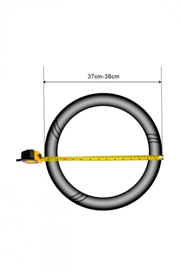 Universal Dikme Deri Direksiyon Kılıfı Beyaz Tek Yüzüklü 38-10.5CM ürün görseli 1