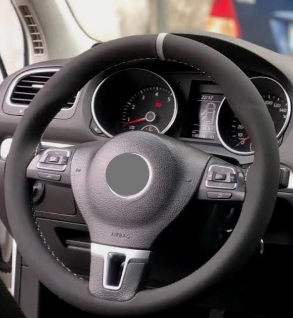 Opel Astra H Uyumlu Dikmeli Direksiyon Kılıfı Alkantra Gri Yüzüklü ürün görseli 1