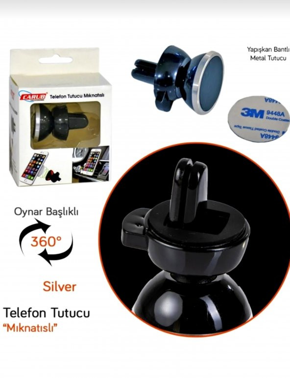 Carub Oto Telefon Tutucu Izgaraya Geçmeli Mıknatıslı 360° ürün görseli 1