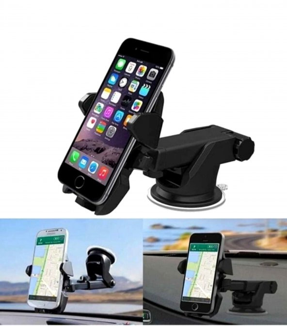 Carub Oto Telefon Tutucu Cama Vantuslu Uzayan Kollu Tuşlu Siyah ürün görseli 1