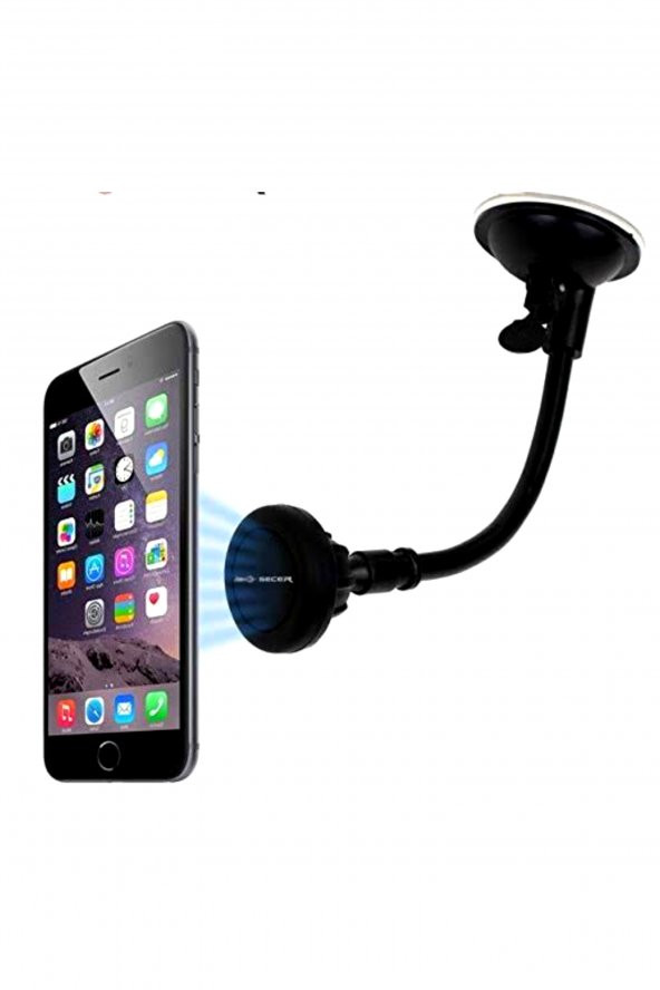 Carub Oto Telefon Tutucu Cama Vantuslu Mıknatıslı Siyah ürün görseli 1