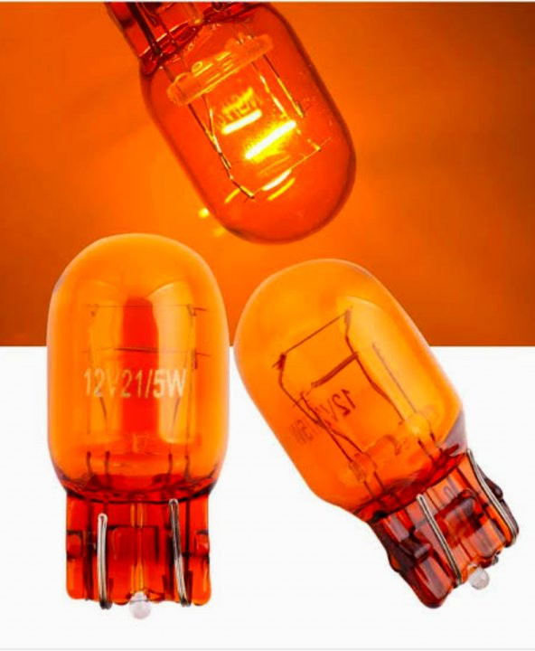 Büyük Dipsiz Ampül Çift Duylu Turuncu 12v-21w - 2 Adet ürün görseli 1