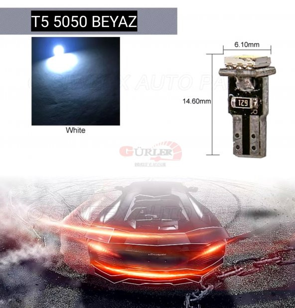 T5 5050 LED KİLOMETRE KADRAN AYDINLATMA AMPÜLÜ FİBER 10 ADET BEYAZ ürün görseli 1