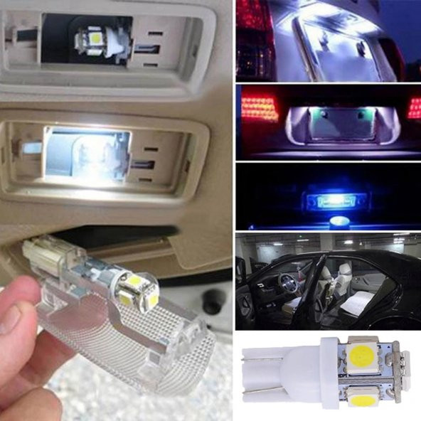 20 Adet T10 led ampül park led plaka led tavan led dipsiz led ışık beyaz renk 12V 5 SMD ürün görseli 1