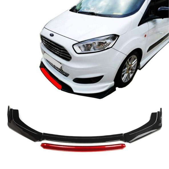 Ford Courier Uyumlu Ön Tampon Altı Lip 4 Parça (Kırmızı) ürün görseli 1