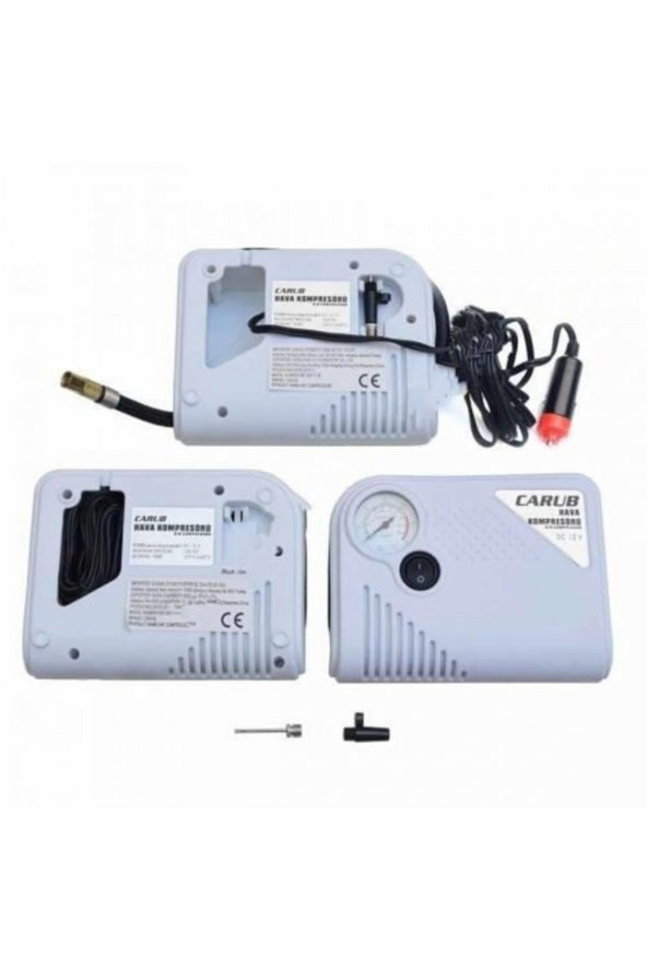 Araç Oto Mini Hava Kompresörü 12 Volt 150 Psi Yassı Lastik Şişirici Beyaz ürün görseli 1