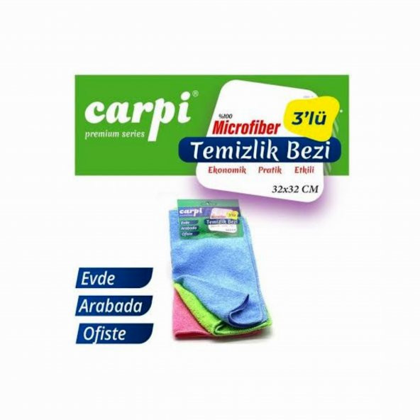 Carpi Mikrofiber Cam Bezi kurulama temizlik bezi 3lü paket ürün görseli 1