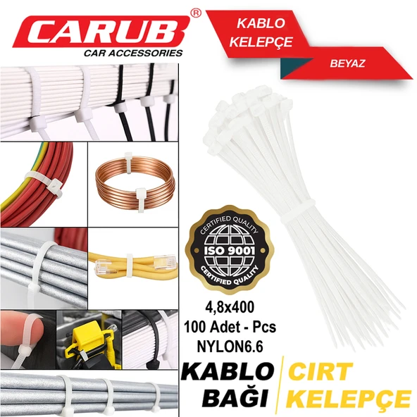 Carub Kablo Bağı - Plastik Cırt Kelepçe 4.8-400mm 100 Adet ürün görseli 1
