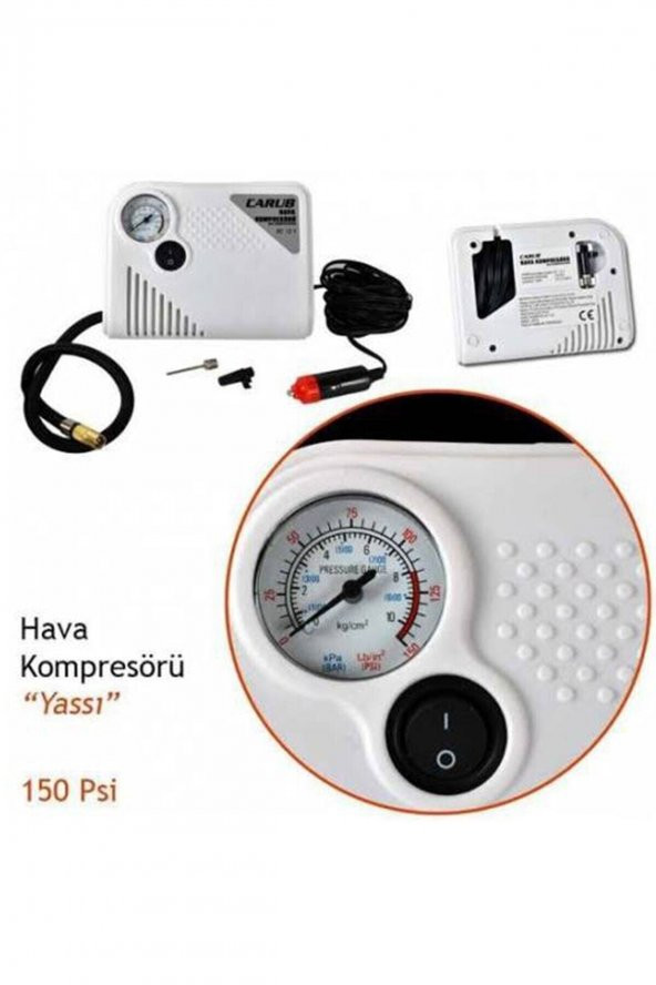 Oto Araç Mini Kompresör Hava Kompresörü 12 V 150 Psı Yassı Lastik Şişirici Taşınabilir ürün görseli 1