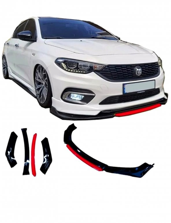 Ön Tampon Eki Universal Ön Tampon Lip Fiat Egea Uyumlu Ön Karlık Kırmızı Parçalı ürün görseli 1