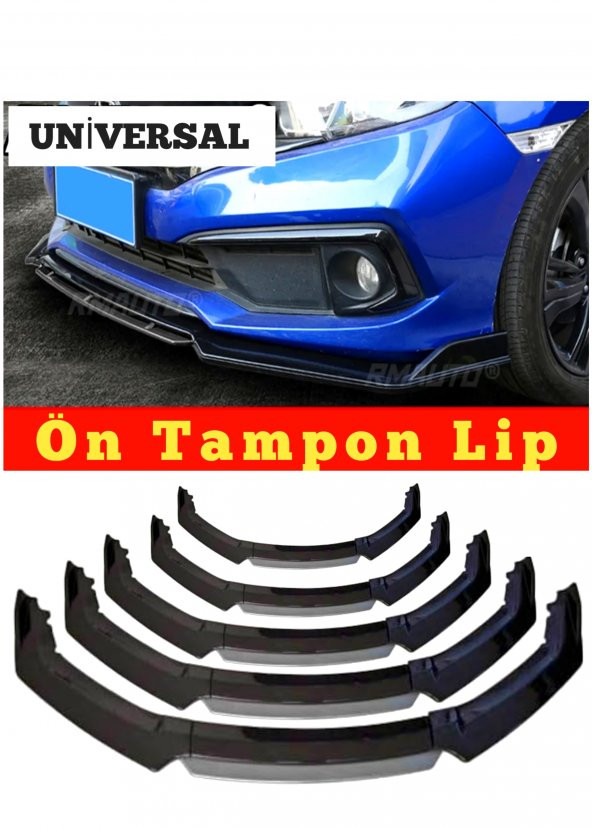 Universal Ön Tampon Eki-Ön Karlık 4 Parça Ön Tampon Lip Siyah-Gri Dilli ürün görseli 1