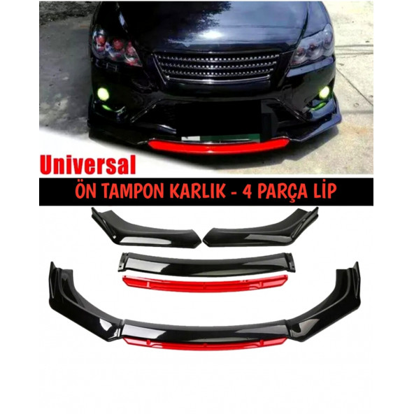 Ön Tampon Eki Universal Ön Tampon Lip Vw Transporter T5-T6-T7  Uyumlu Ön Karlık Kırmızı parçalı ürün görseli 1