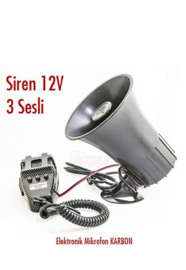 Carub Siren 12v 3 Sesli Elektronik Mikrofon Karbon Br2744001 ürün görseli 1