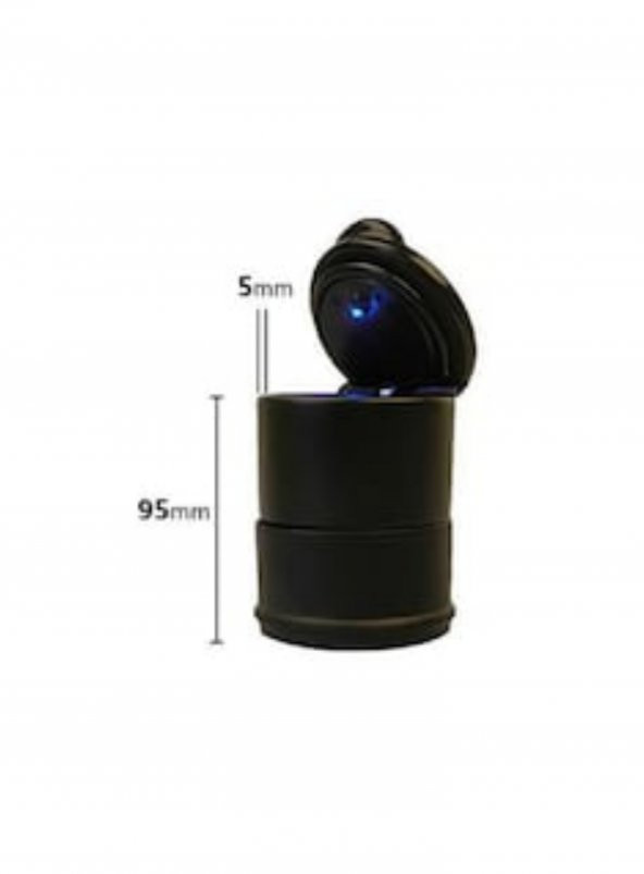 Universal Kapaklı Led Işıklı Küllük Siyah - Resim 3
