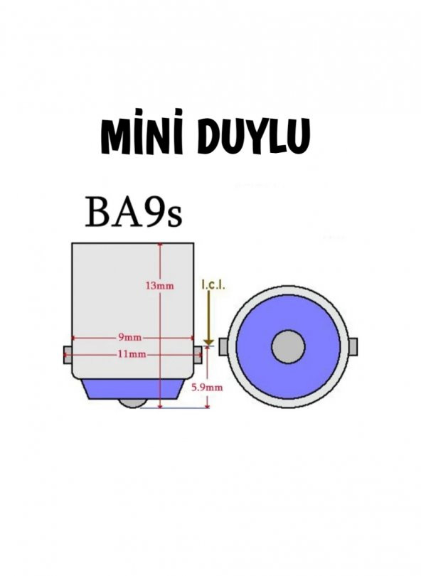 2 Adet Ba9s led ampül mini duylu tırnaklı mercekli 10 ledli beyaz(BA15s-Büyük Duylu Değildir) ürün görseli 1