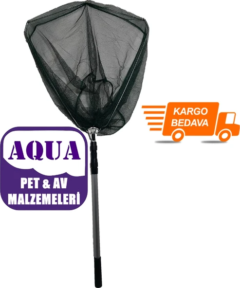 Üçgen Katlanır Balıkçı Kepçe 150 cm Sap  50x50 File Kapalı Boy 64 cm ürün görseli 1