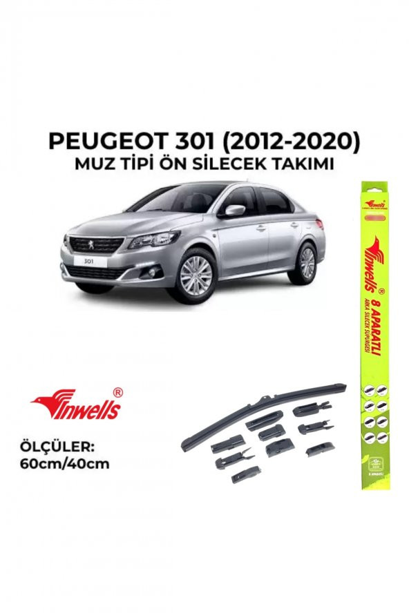 Peugeot 301 (2012-2020) Ön Silecek Takımı 600x400mm (aparatlı) - ürün görseli 1