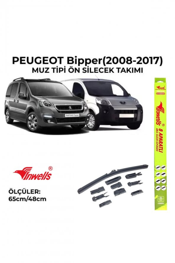 Peugeot Bipper (2008-2017) Ön Silecek Takımı 650x480mm (aparatlı) - ürün görseli 1