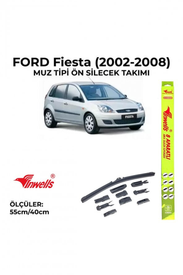 Ford Fiesta (2002-2008) Ön Silecek Takımı 550x400mm (aparatlı) - ürün görseli 1