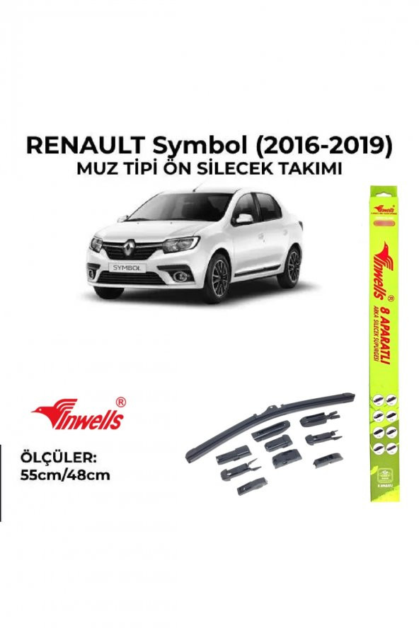 Renault Symbol (2016-2019) Ön Silecek Takımı 550x480mm (aparatlı) - ürün görseli 1