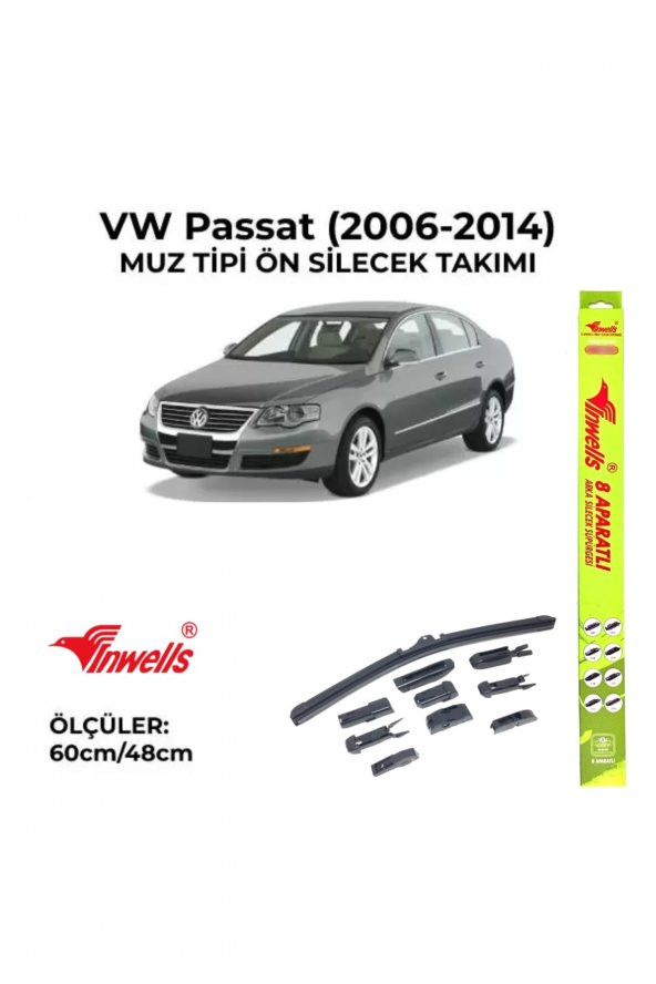 Volkswagen Passat (2006-2014) Ön Silecek Takımı 600x480mm (aparatlı) - ürün görseli 1