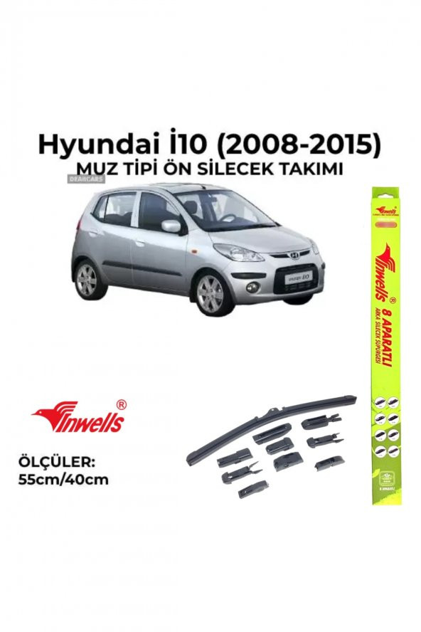 Hyundai I10 (2008-2015) Ön Silecek Takımı 550x400mm (aparatlı) - ürün görseli 1
