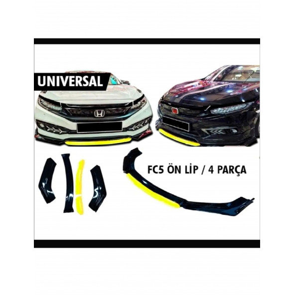 Universal Sarı Ön Ek 4 Parça Dilli Lip Ön Tampon Karlık ürün görseli 1