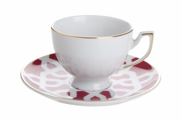 Porland Morocco Desen5 Fuşya Tabaklı Çay Fincanı 170cc 04A+P018905 ürün görseli 1