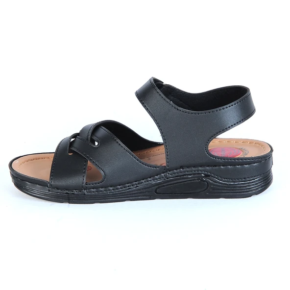 Moda Ayakkabı 23-110 Serra Siyah Bayan Sandalet - Resim 3
