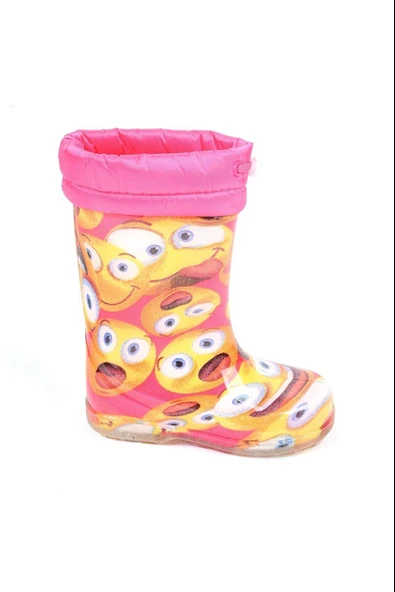 Moda Ayakkabı 23-109 Srb Pembe Emoji Kürklü Kız Çocuk Çizme ürün görseli 1