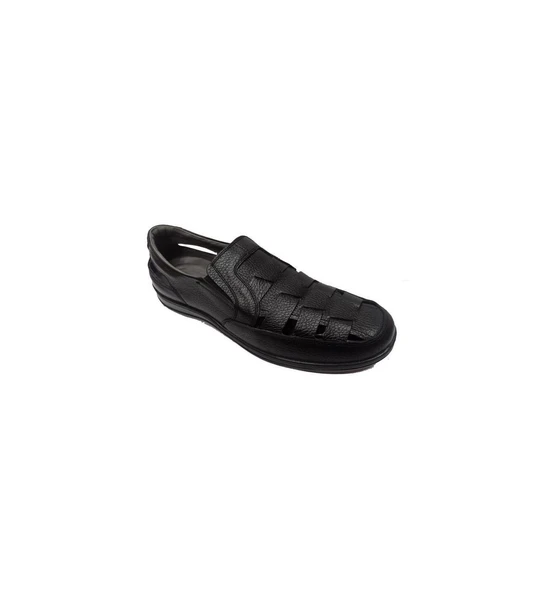 Moda Ayakkabı 0454 Siyah Deri Erkek Sandalet ürün görseli 1