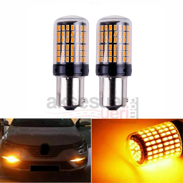 Turuncu Led Sinyal Ampülü 144 Led 93 P21w  Yüksek Kalite Premium Ürün ürün görseli 1