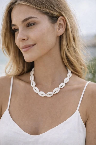 Deniz Kabuğu Kolye – Ayarlanabilir Cowrie Shell Kolye Bohem Yazlık Plaj Takısı ürün görseli 1