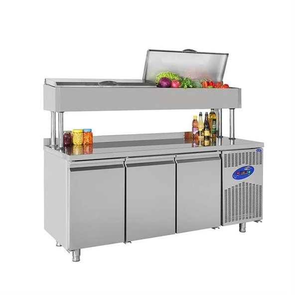 CSA Karacasan  474 Lt Üç Kapılı 700'Lük Yükseltilmiş Makeup Buzdolabı(430 Çelik) ürün görseli 1