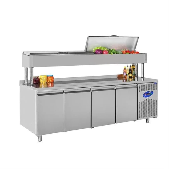 CSA Karacasan  632 Lt Dört Kapılı 700'Lük Yükseltilmiş Makeup Buzdolabı(430 çelik) ürün görseli 1
