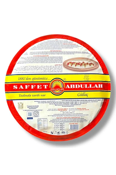 SAFFET ABDULLAH GÜLLAÇ TEPSİ AMBALAJ 400 GR ürün görseli 1