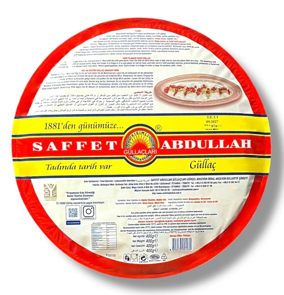 Saffet Abdullah Güllaç Tepsi Ambalaj 400 Gr x 10 Paket ürün görseli 1