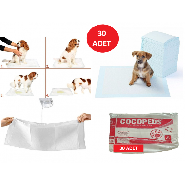 30 lu Kedi-Köpek Tuvalet Eğitim Pedi - Kullan At Çiş Pedi 90 X60 cm ürün görseli 1