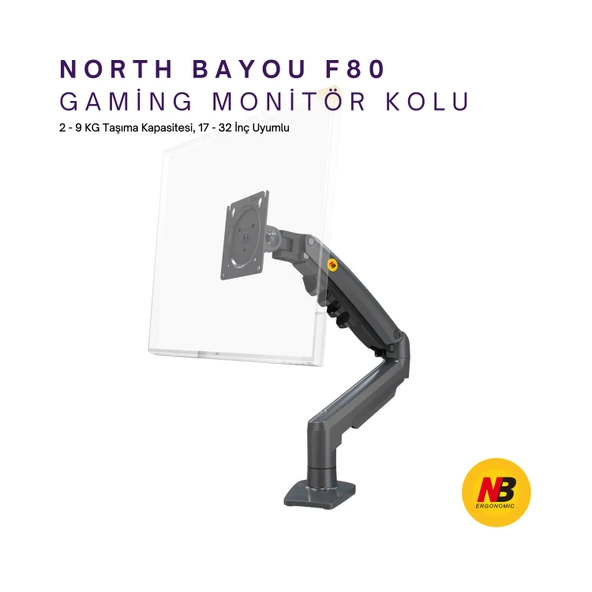 North Bayou NB F80 Tek Kol Amortisörlü Monitör Tutucu ürün görseli 1