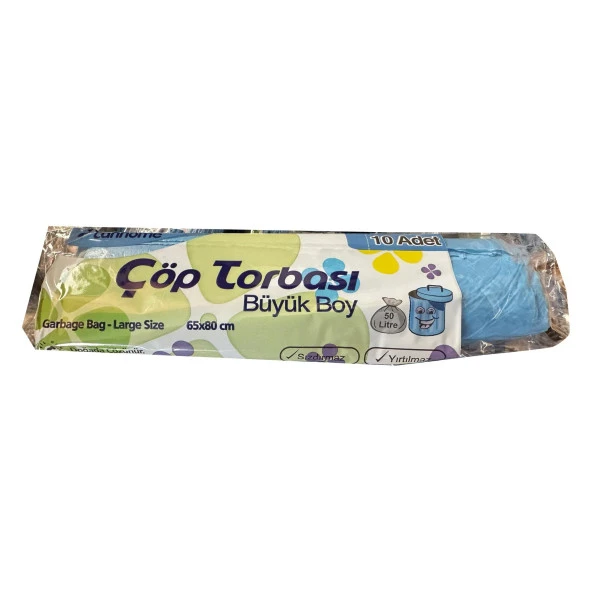 Canhome Mavi Büyük Boy Battal 65x80 Cm. 30 Litre Çöp Torbası Poşeti - 10 Adetlik Rulo ürün görseli 1