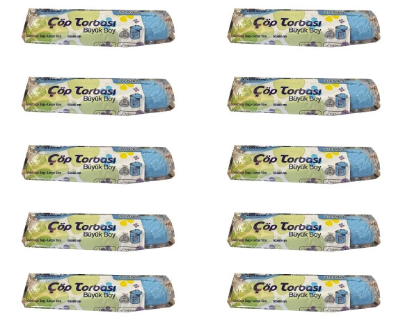 Canhome Mavi Büyük Boy Battal 65x80 Cm. 30 Litre Çöp Torbası Poşeti - 10 Adetlik 10 Rulo ürün görseli 1