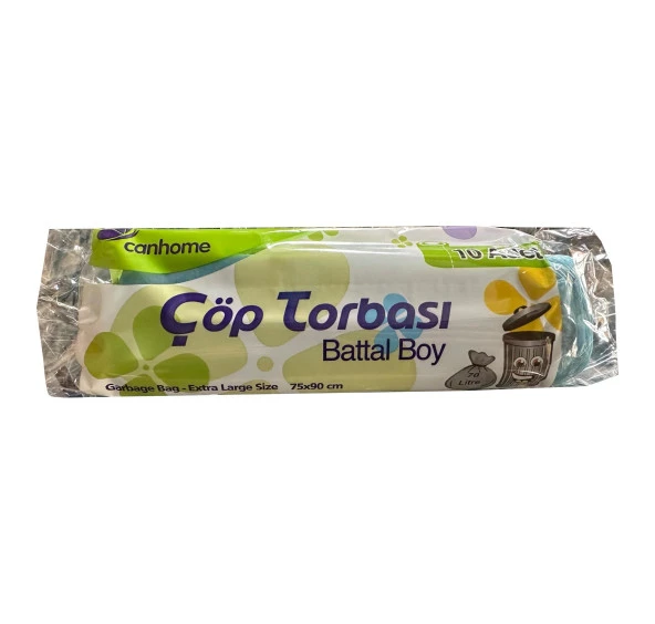 Canhome Mavi Büyük Boy Battal 75x90 Cm. 30 Litre Çöp Torbası Poşeti - 10 Adetlik Rulo ürün görseli 1