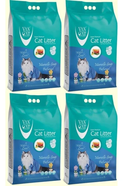 Vancat Marsilya Sabunlu İnce Taneli Kedi Kumu 10 Kg 4 Adet ürün görseli 1