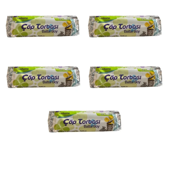 Canhome Mavi Büyük Boy Battal 75x90 Cm. 30 Litre Çöp Torbası Poşeti - 10 Adetlik 5 Rulo ürün görseli 1